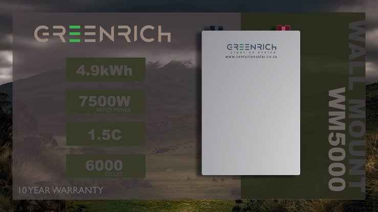 Greenrich Battery WM5000 Wall Mount 1.5C - Greenwattsa