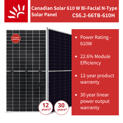 Canadian Solar Panel 610W Bi-Facial (Double Glass) N-Type