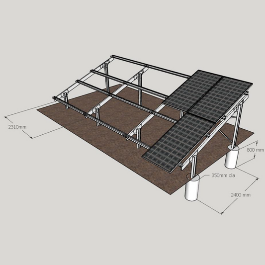 Ground Mounting Structure 2 Panel Portrait - Per Panel