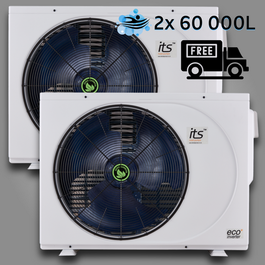 ITS 18.7kW Inverter Pool Heat Pump White or Black 37.4kW Combo White