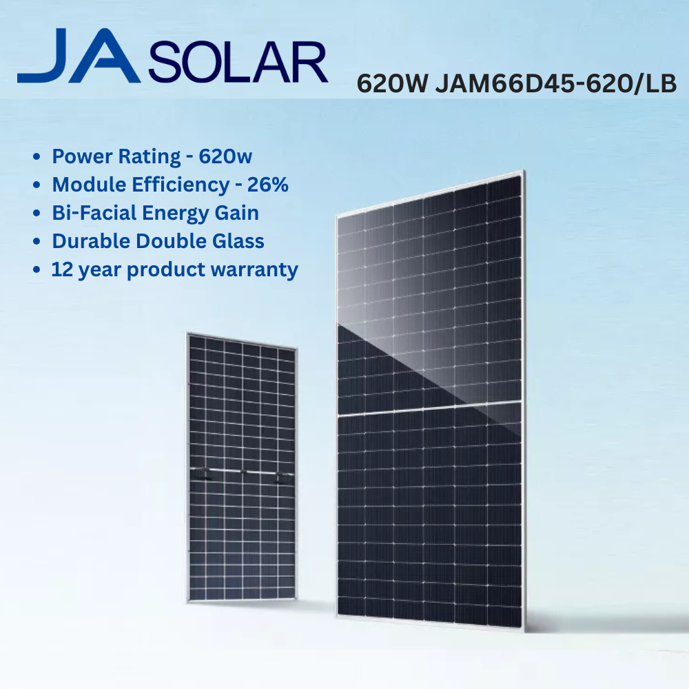 JA Solar 610W Bifacial Solar Panel | Double Glass PV Module