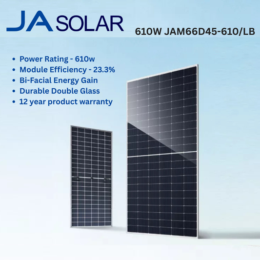 JA Solar Panel 610W Bi-Facial (Double Glass)