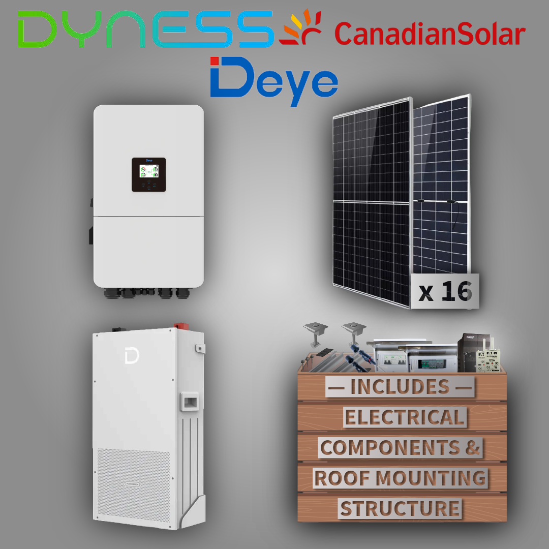 Deye 12kW 1P Inverter (LV) + Dyness 14.3kW Powerbrick + 16 Canadian Solar Panels