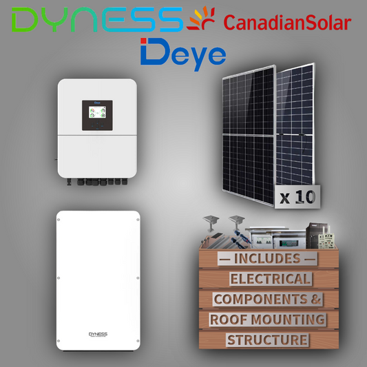 Deye 5kW Inverter + Dyness 10kW Battery + 10 Canadian Panels + All Fittings