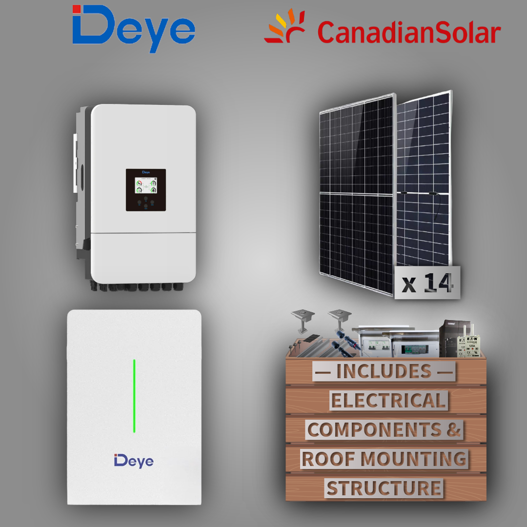 Deye 8kW 1P Inverter + Deye Battery 10.6kWh + 14 Canadian Solar Panels