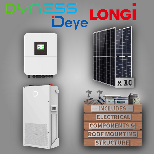 Deye 5kW Inverter + Dyness 14,3kW Battery + 10 LONGi Panels + All Fittings
