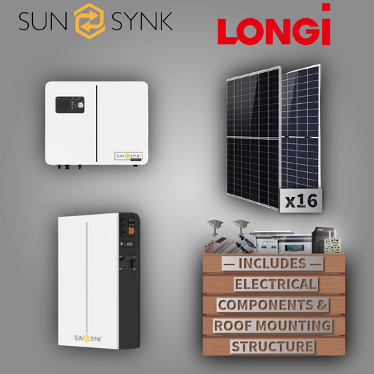 Sunsynk 8kW Lynks Inverter + Sunsynk 10.24kWh X Series + 16 LONGi Solar Panels