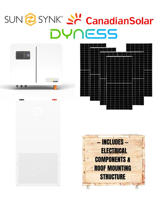 Sunsynk 8kW Lynks Hybrid Inverter + Dyness 14.3kW Powerbrick Battery + 16 x Canadian Solar 620W Bi-Facial Panels