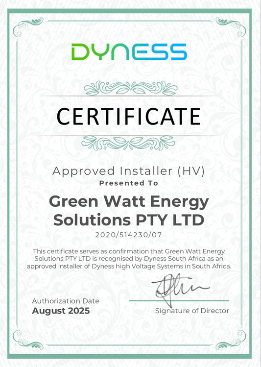 OFFICIAL DYNESS APPROVED INSTALLERS (HV) - Greenwattsa
