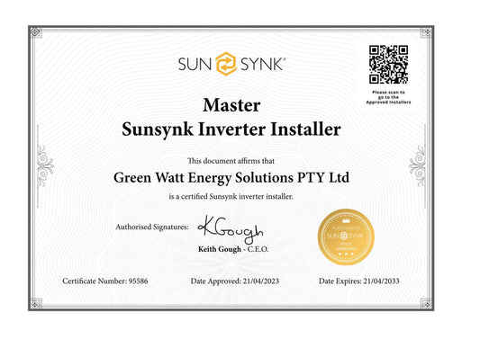 OFFICIAL SUNSYNK MASTER CERTIFIED INSTALLERS - Greenwattsa