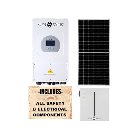 Sunsynk 5kW Inverter + Sunsynk 5kWh Battery Battery + Canadian Panels + All Fittings