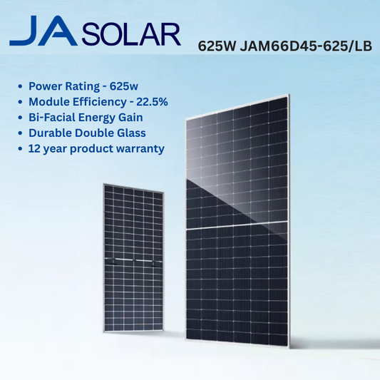 JA Solar Panel 625W Bi-Facial N-TYPE Double Glass Module