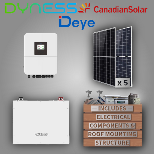 Deye 5kW Inverter + Dyness 5,12kW Battery + 5 Canadian Panels + All Fittings