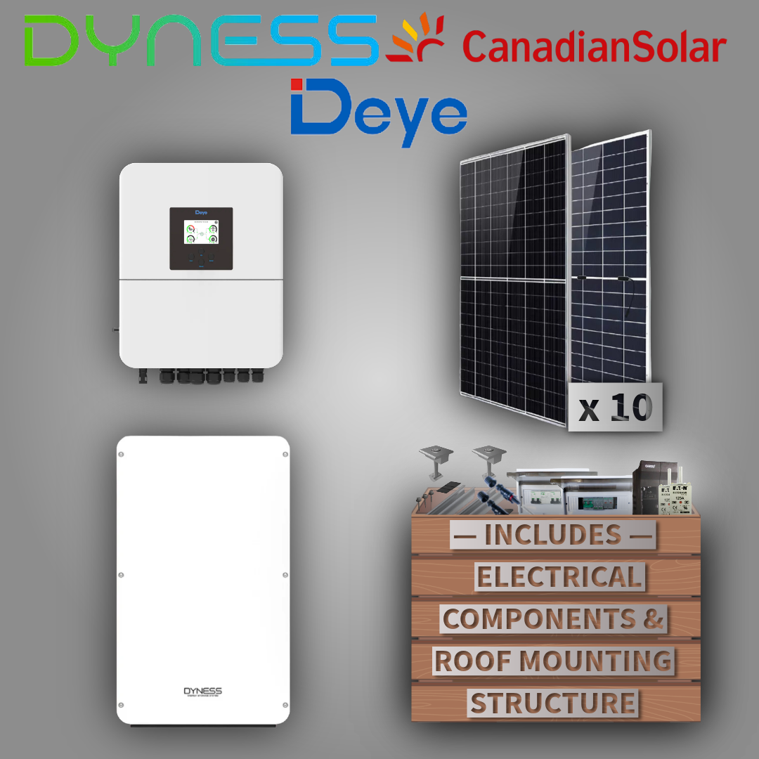 Deye 5kW Inverter + Dyness 10kW  Battery + 10 Canadian Panels + All Fittings