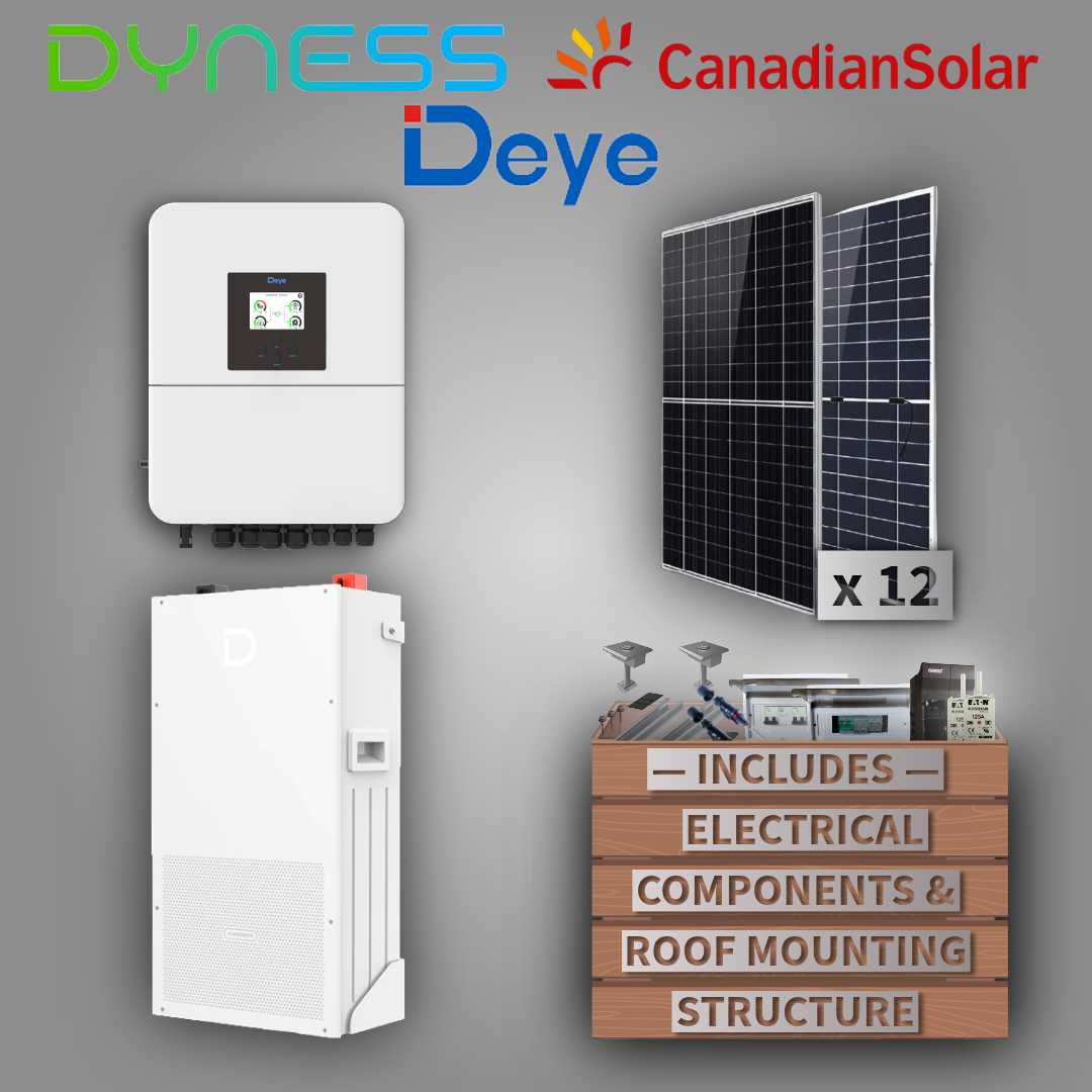 Deye 6kW 1P Inverter + Dyness 14.3kWh Powerbrick + 12 Canadian Solar Panels