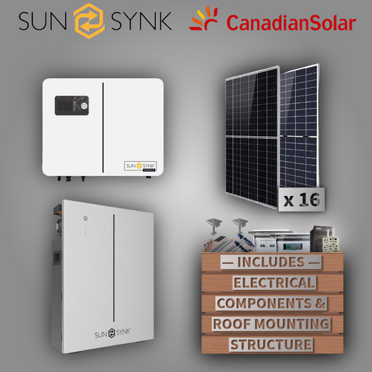 Sunsynk 8kW Lynks Inverter + Sunsynk 10.24kWh W Series + 16 Canadian Solar Panels