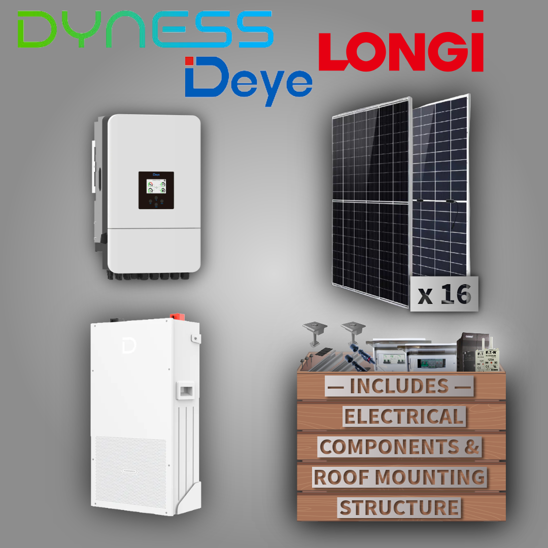 Deye 8kW 1P Inverter + Dyness 14.3kW Powerbrick + 16 Solar Panels