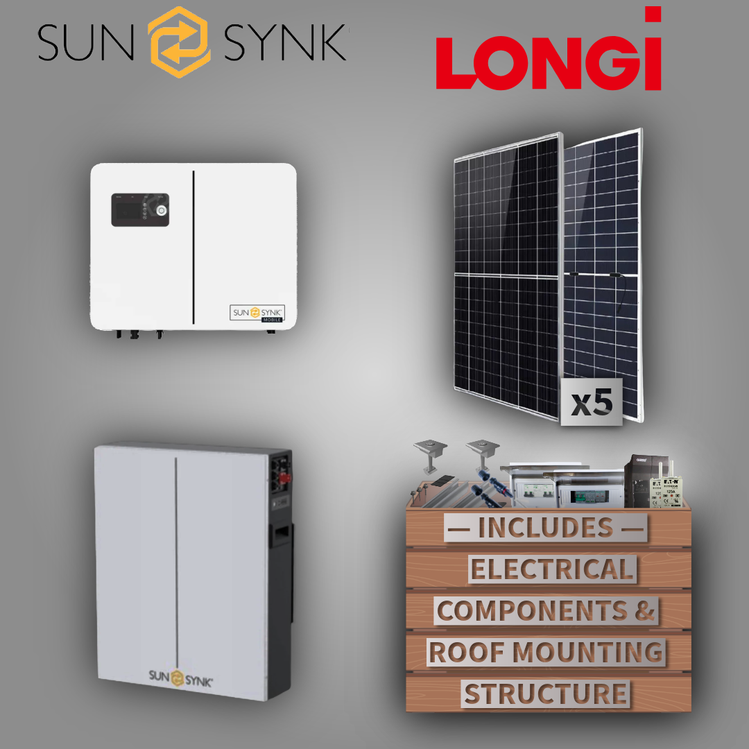 Sunsynk 6kW Lynks Inverter + Sunsynk 5,12 kWh X Series + 5 Solar Panels