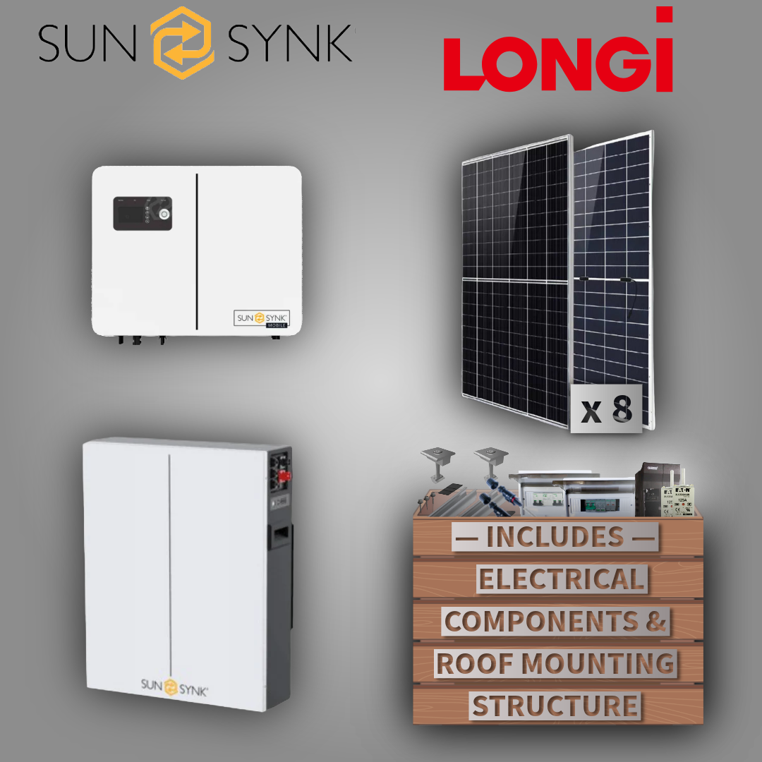 Sunsynk 8kW Lynks Inverter + Sunsynk 5,12 kWh X Series + 8 Solar Panels