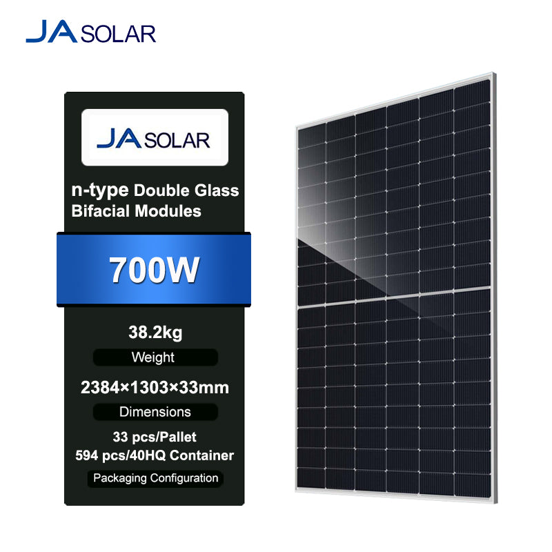 JA Solar Panel 700W Bi-Facial N-TYPE Double Glass Module